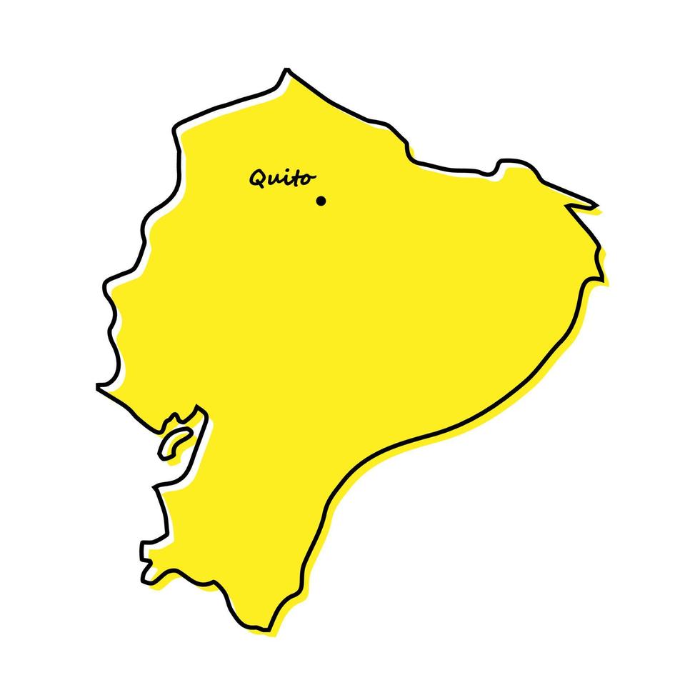 Simple outline map of Ecuador with capital location vector