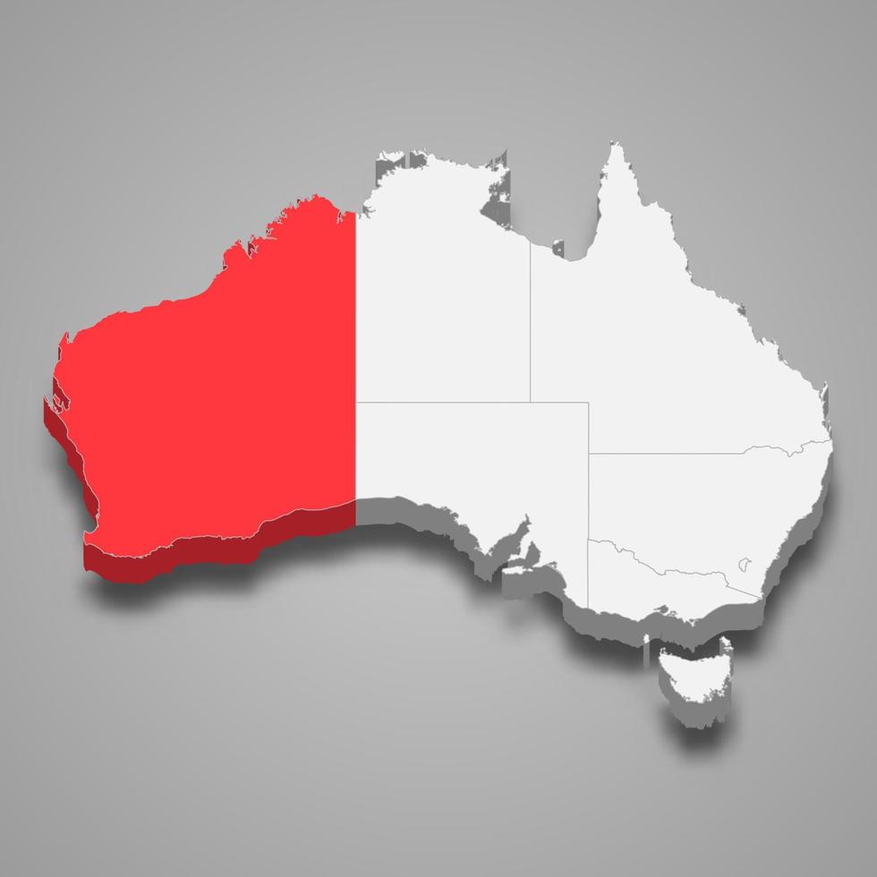 Western Australia region location within Australia 3d map vector