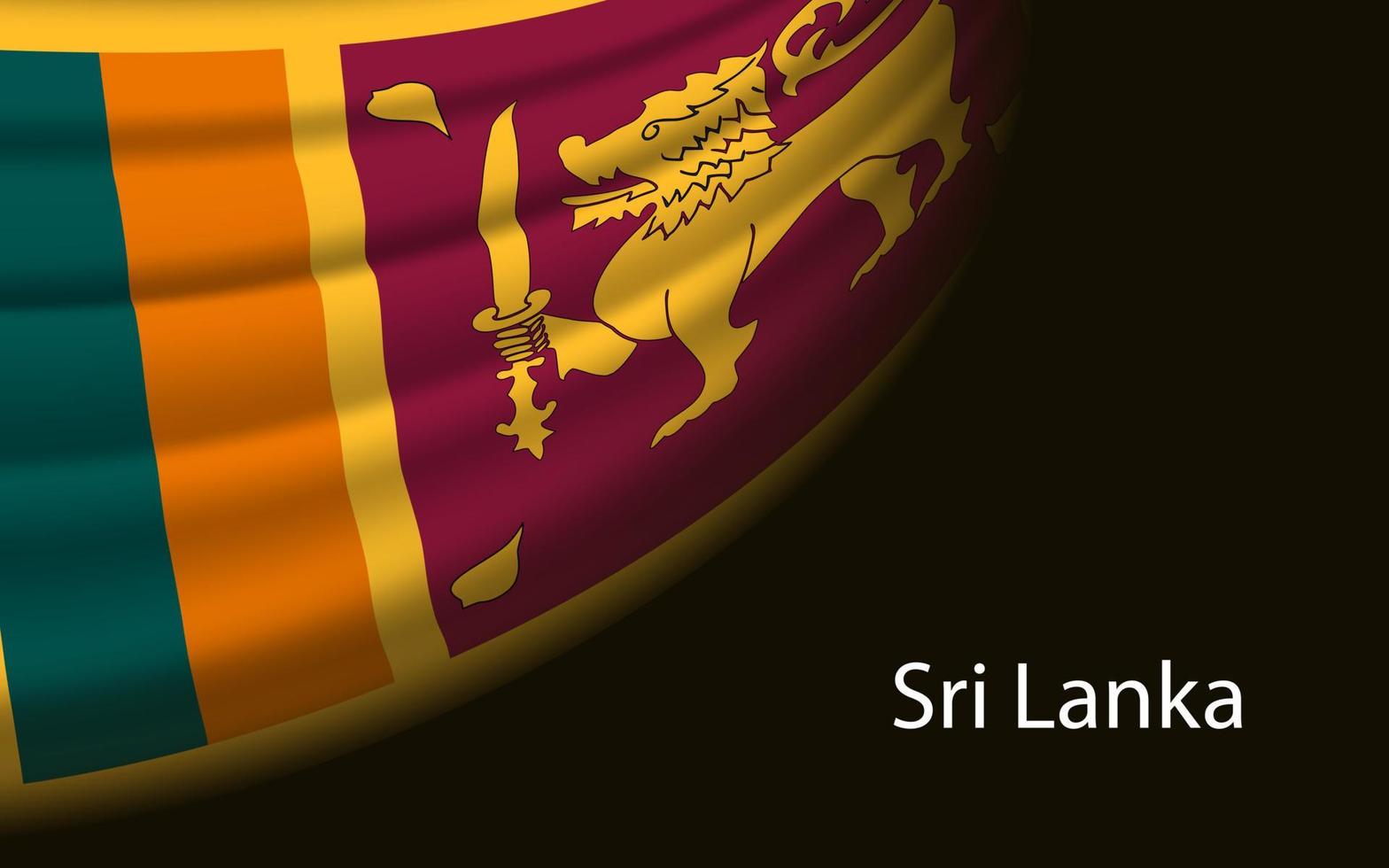 Wave flag of Sri Lanka on dark background. Banner or ribbon vect vector