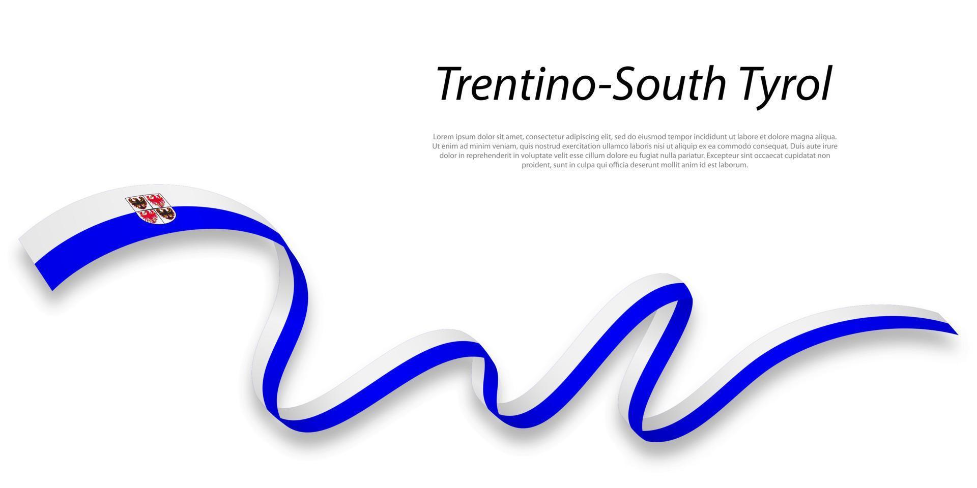 Waving ribbon or stripe with flag of Trentino-South Tyrol vector