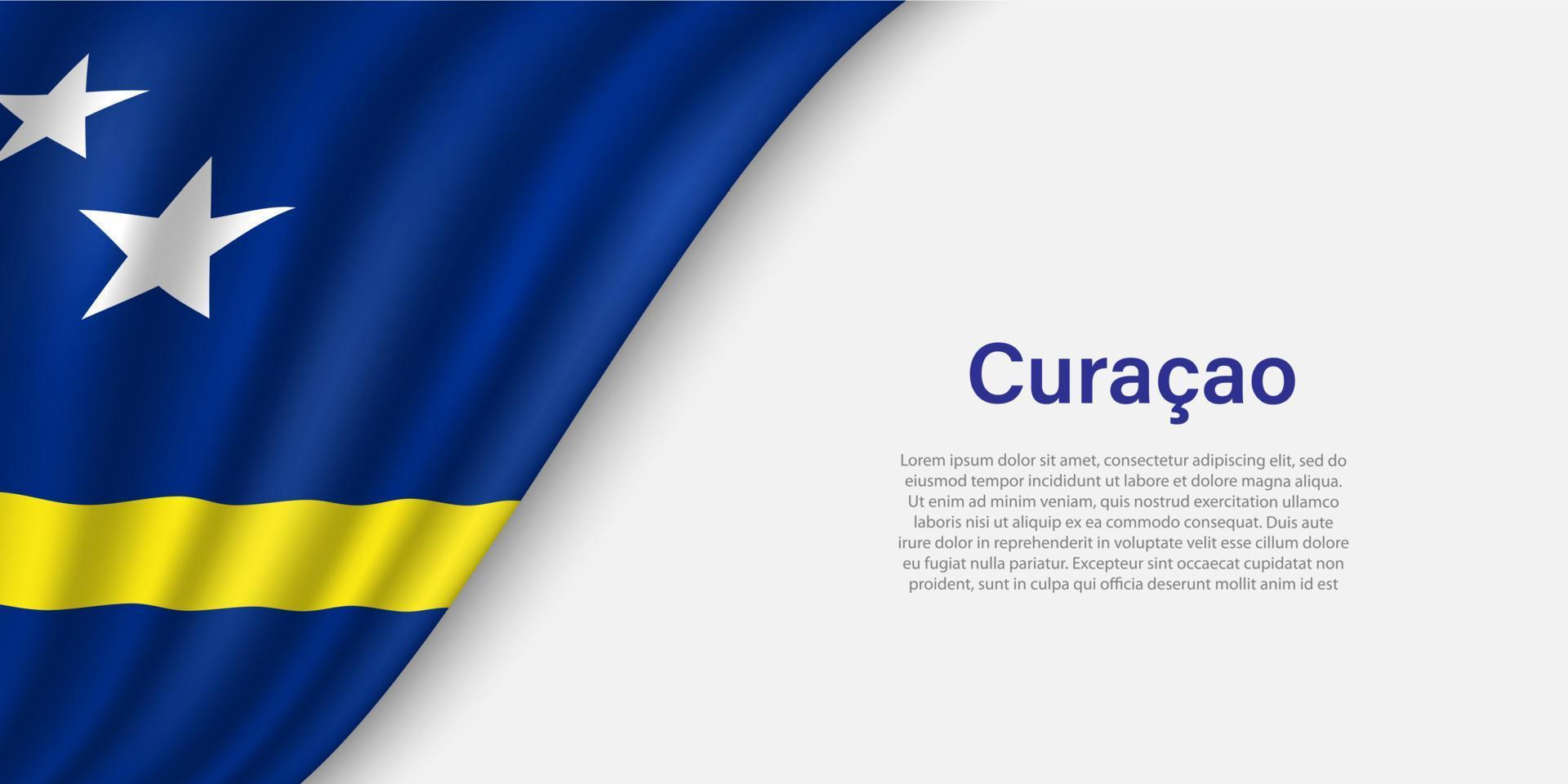 Wave flag of Curacao on white background. vector