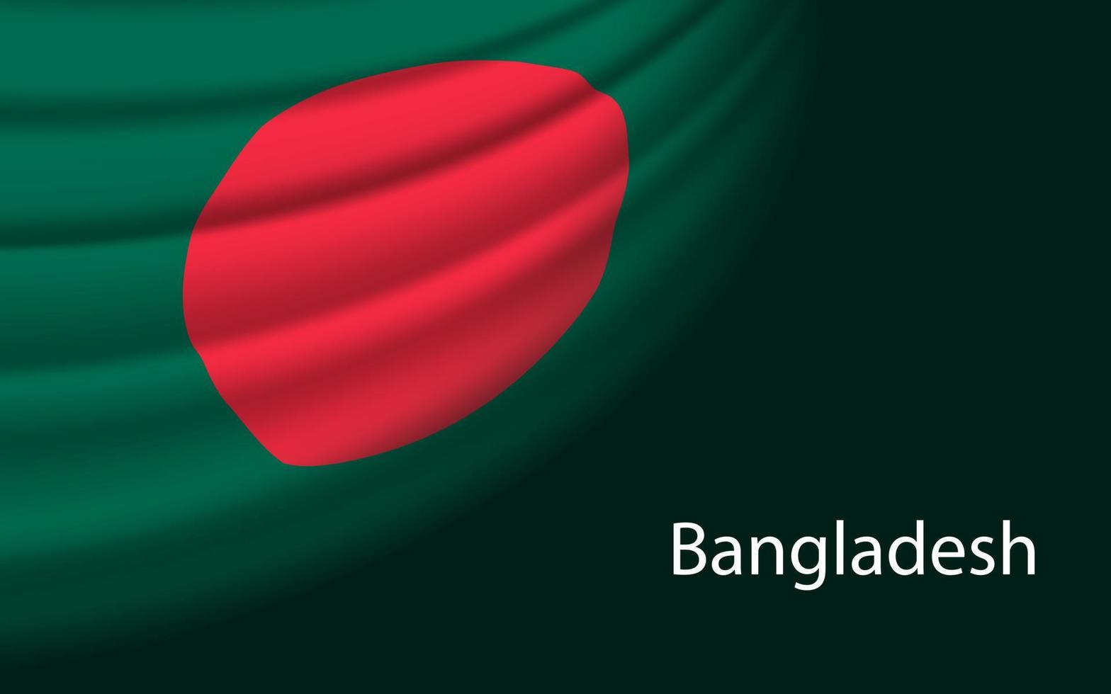 Wave flag of Bangladesh on dark background. Banner or ribbon vec vector