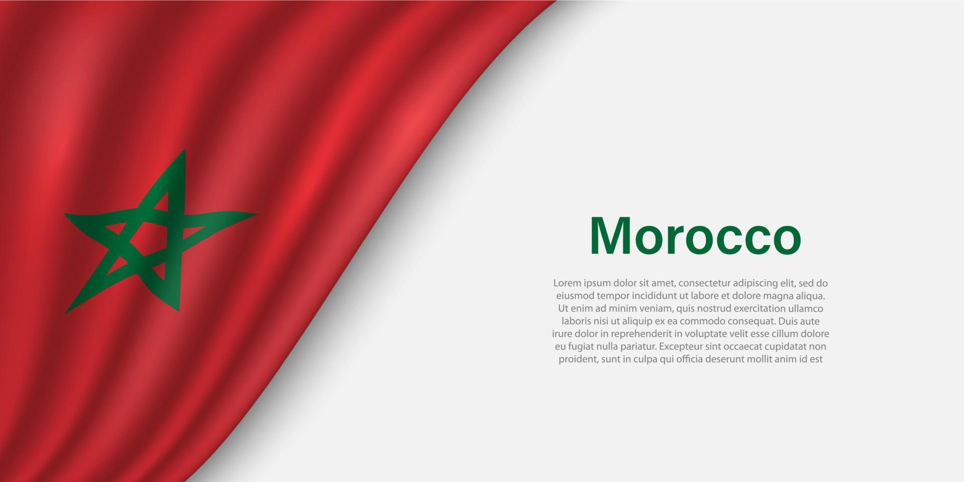 Wave flag of Morocco on white background. vector