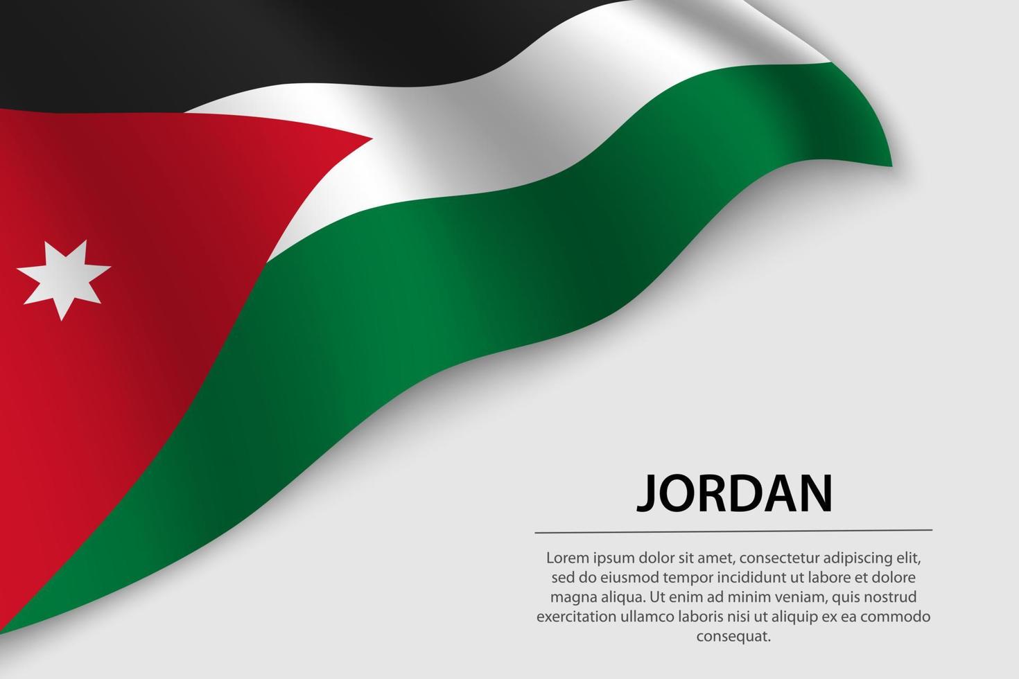 Wave flag of Jordan on white background. Banner or ribbon vector