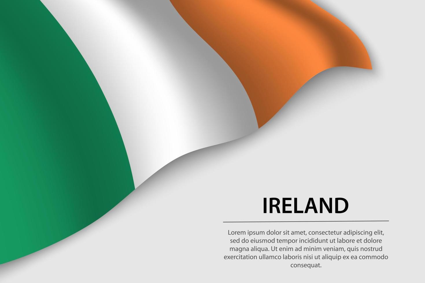 Wave flag of Ireland on white background. Banner or ribbon vecto vector