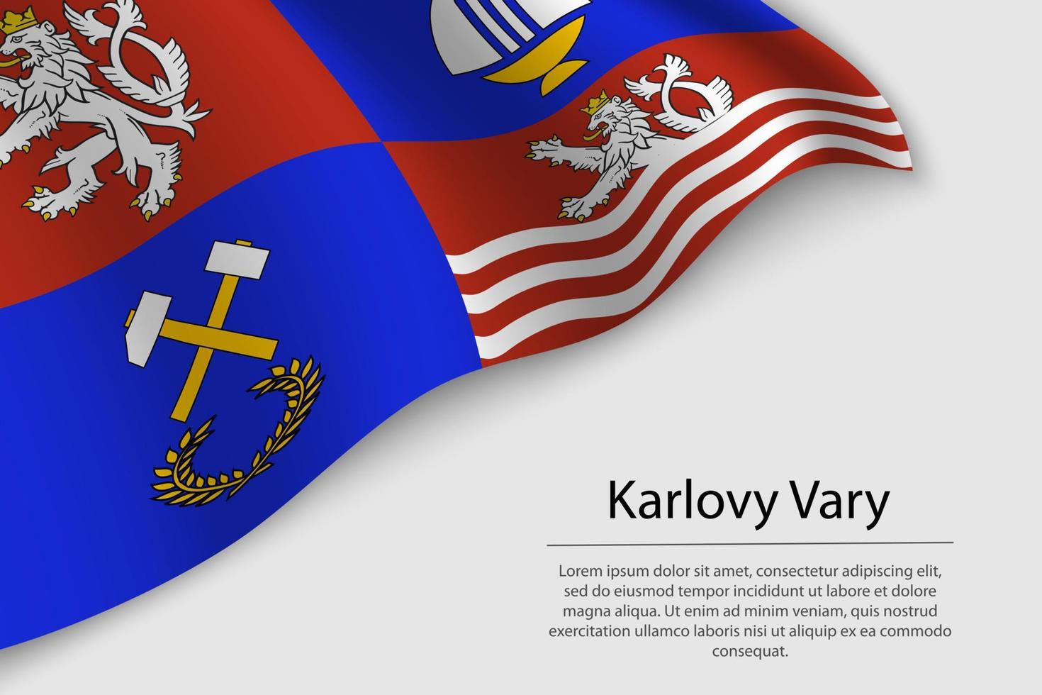 Wave flag of Karlovy Vary is a state of Czech republic. vector