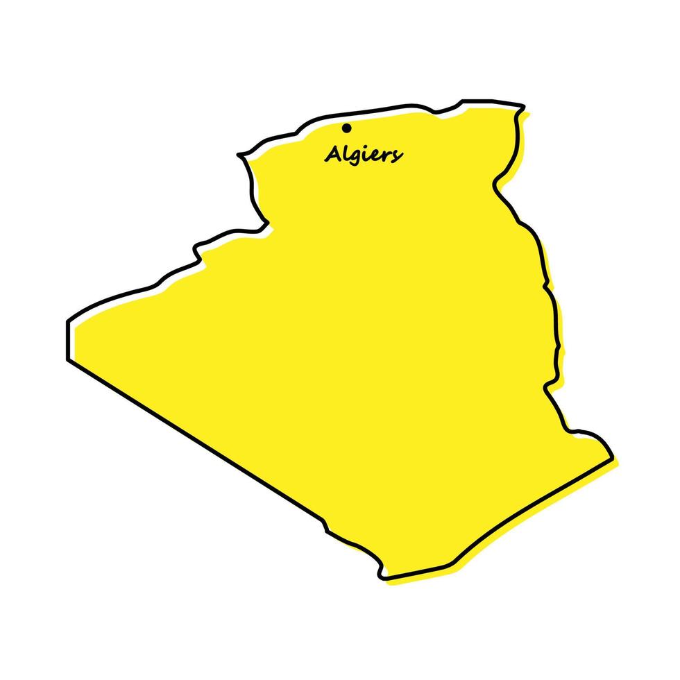 sencillo contorno mapa de Argelia con capital ubicación vector