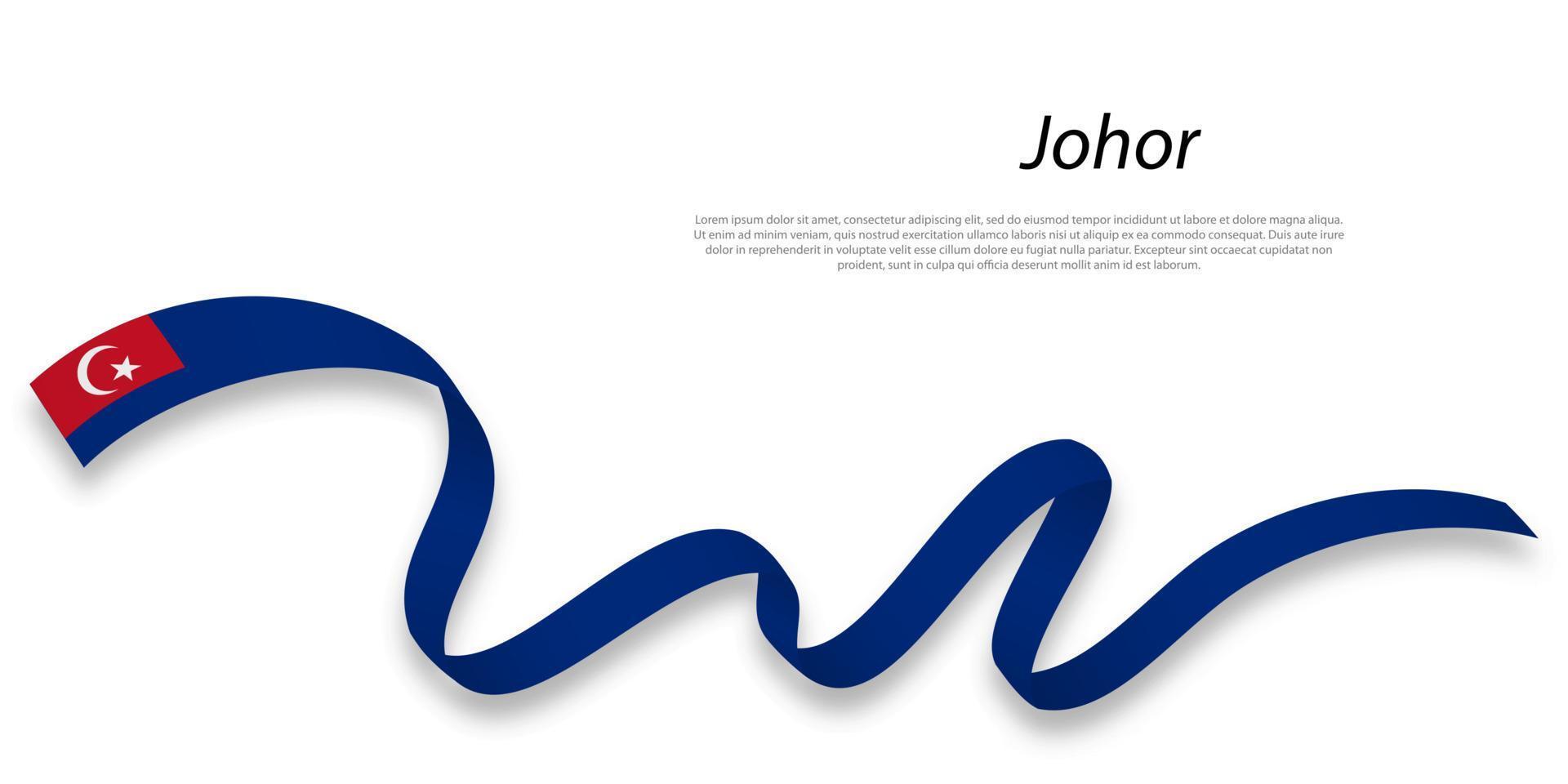 Waving ribbon or stripe with flag of Johor vector