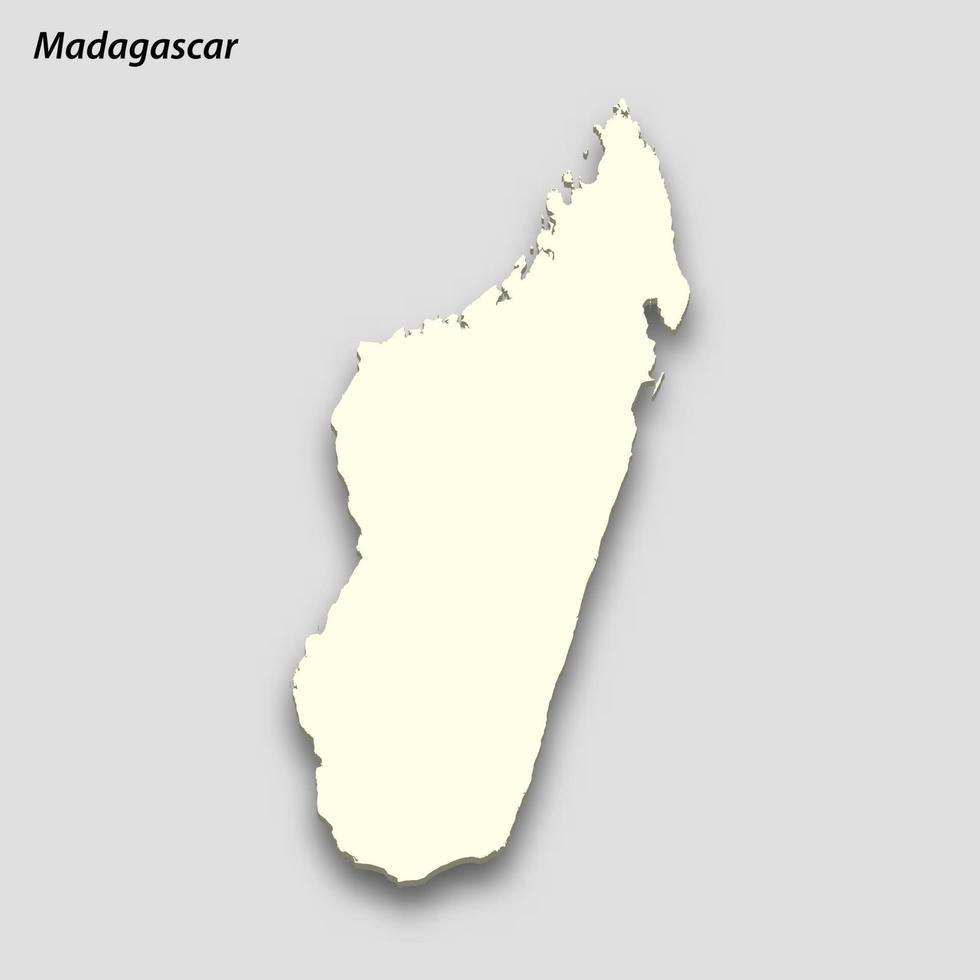 3d isométrica mapa de Madagascar aislado con sombra vector