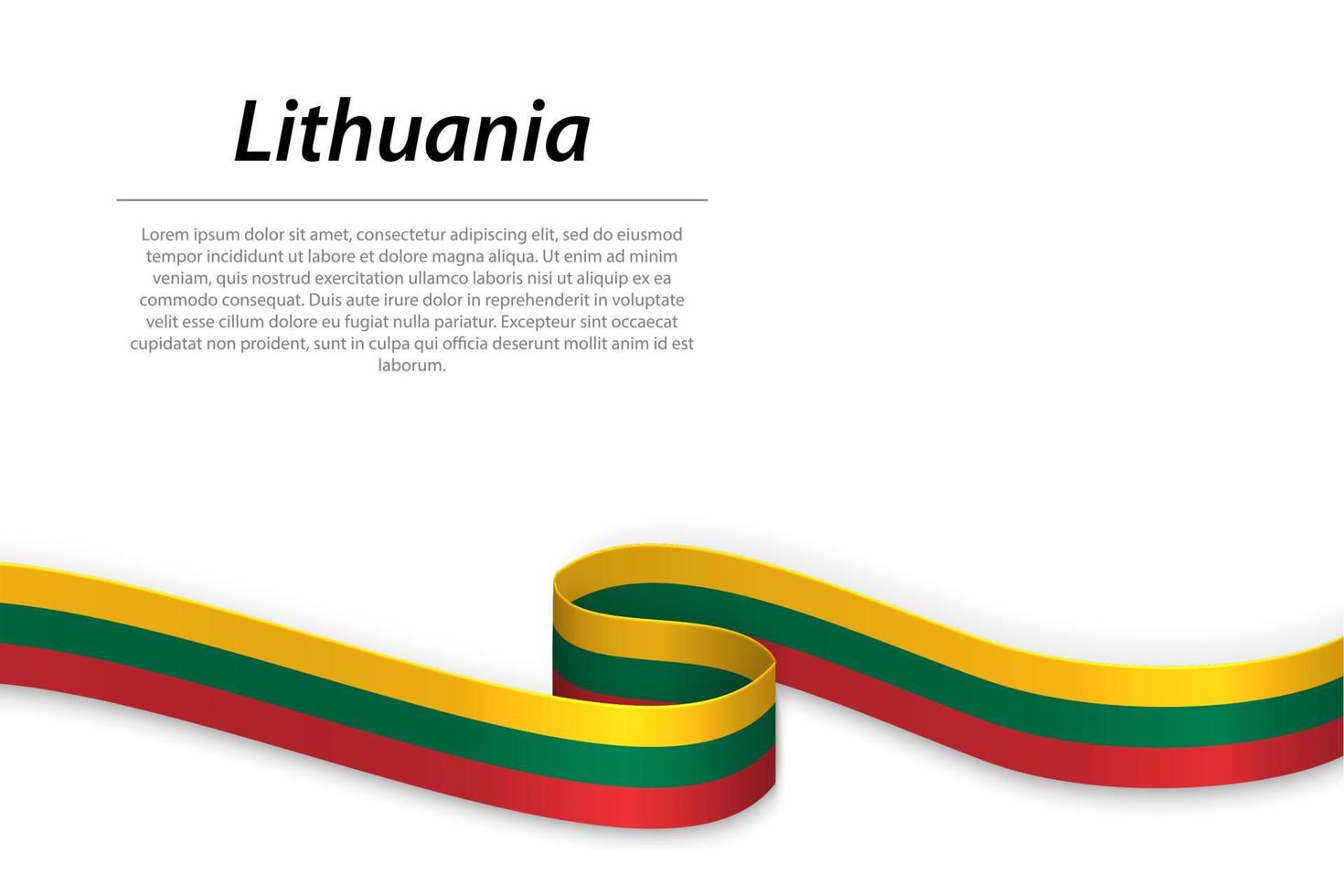 Waving ribbon or banner with flag of Lithuania. Template for ind vector