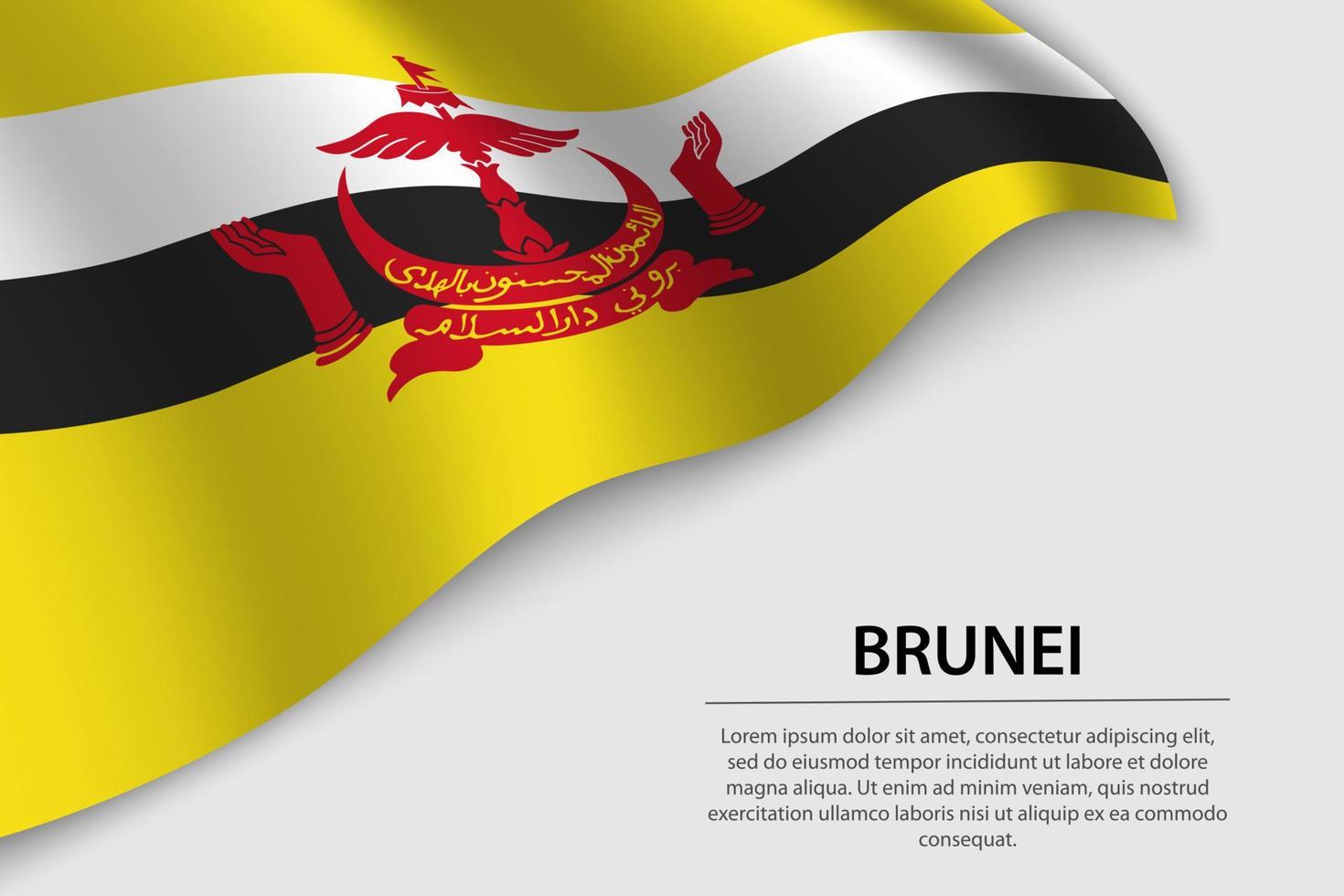 Wave flag of Brunei on white background. Banner or ribbon vector