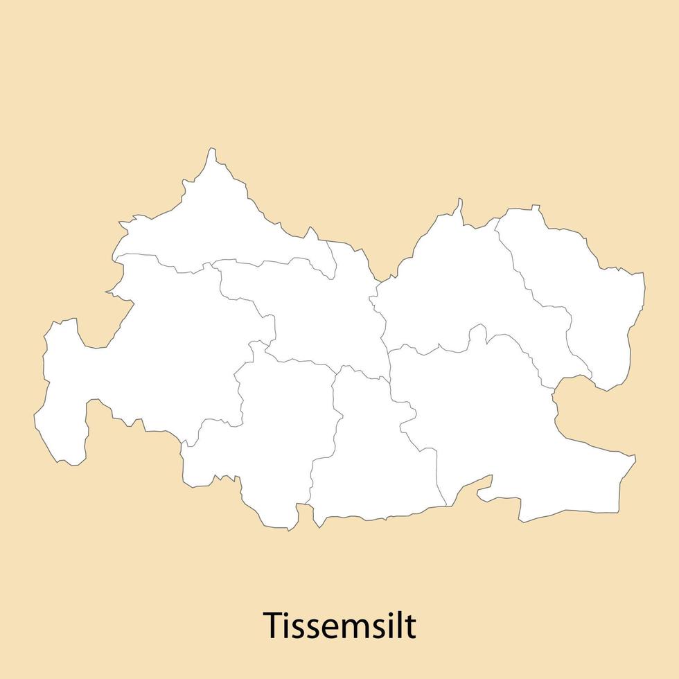 alto calidad mapa de tissemsilt es un provincia de Argelia vector