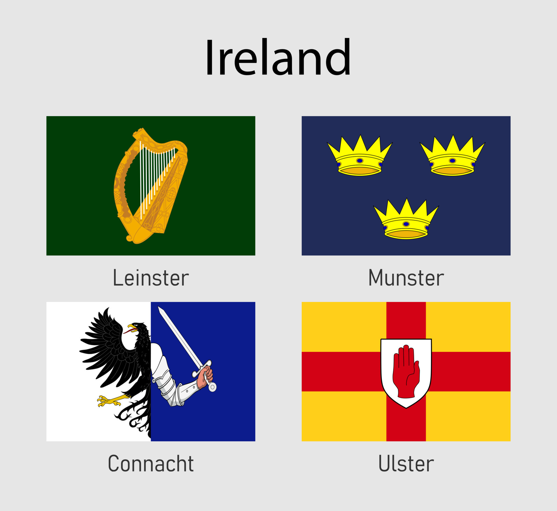 Set Flags of the provinces of Ireland, Irish regions flag collec 21852611 Vector Art at Vecteezy