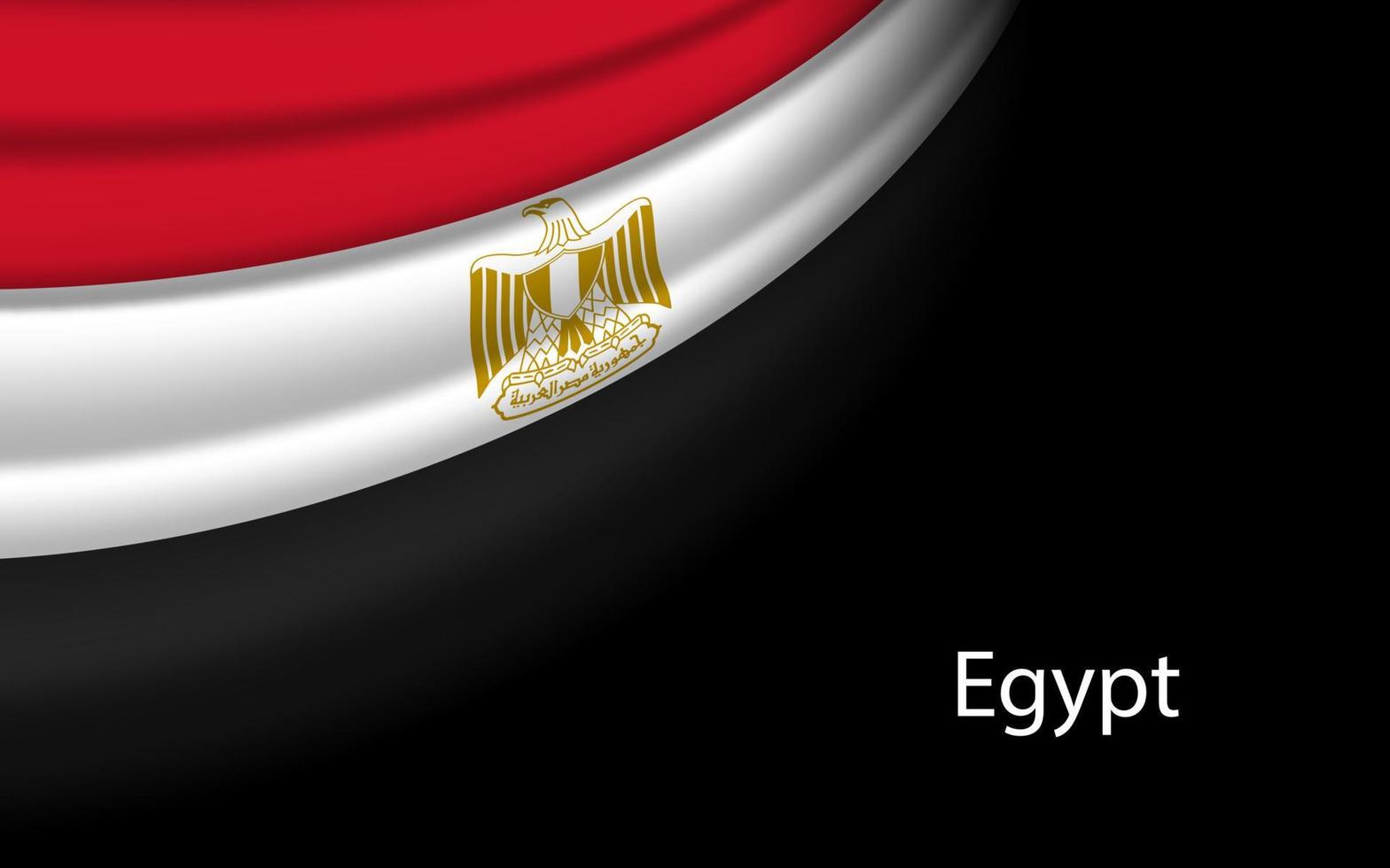 Wave flag of Egypt on dark background. vector