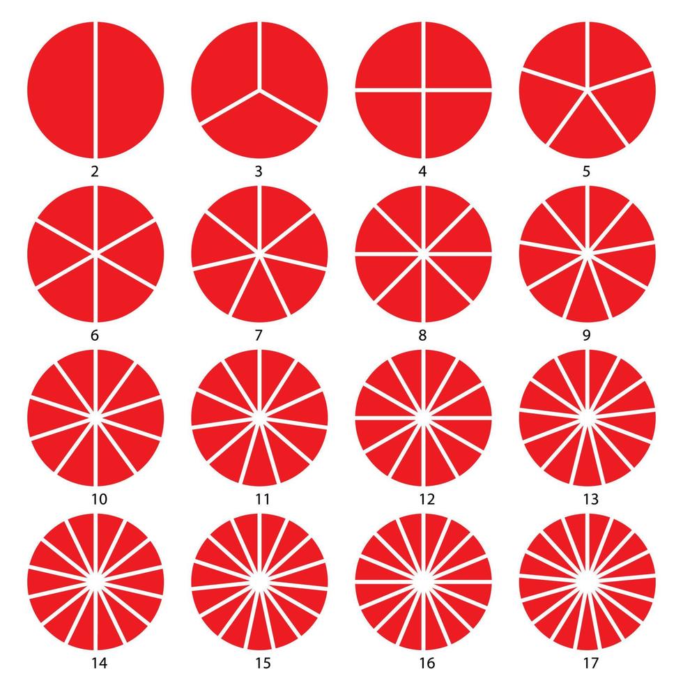 Set of round graphic pie charts icons. Segment of circle infogra vector