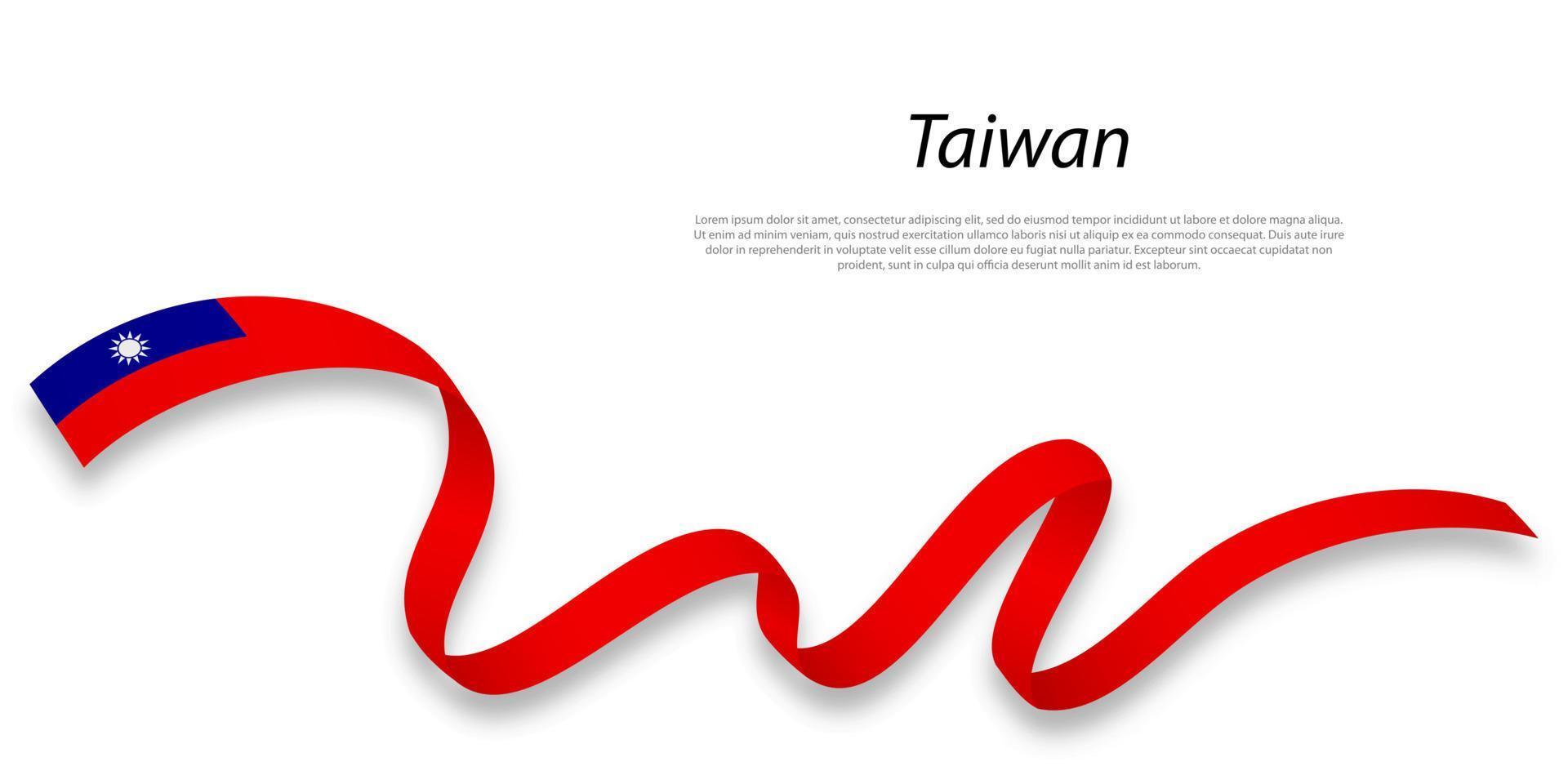 Waving ribbon or banner with flag of Taiwan vector