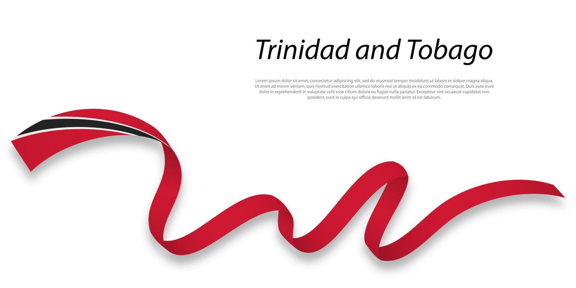 Waving ribbon or banner with flag of Trinidad and Tobago. vector