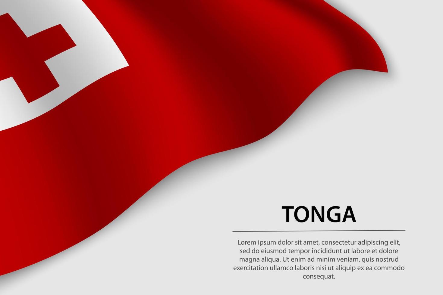 Wave flag of Tonga on white background. Banner or ribbon vector