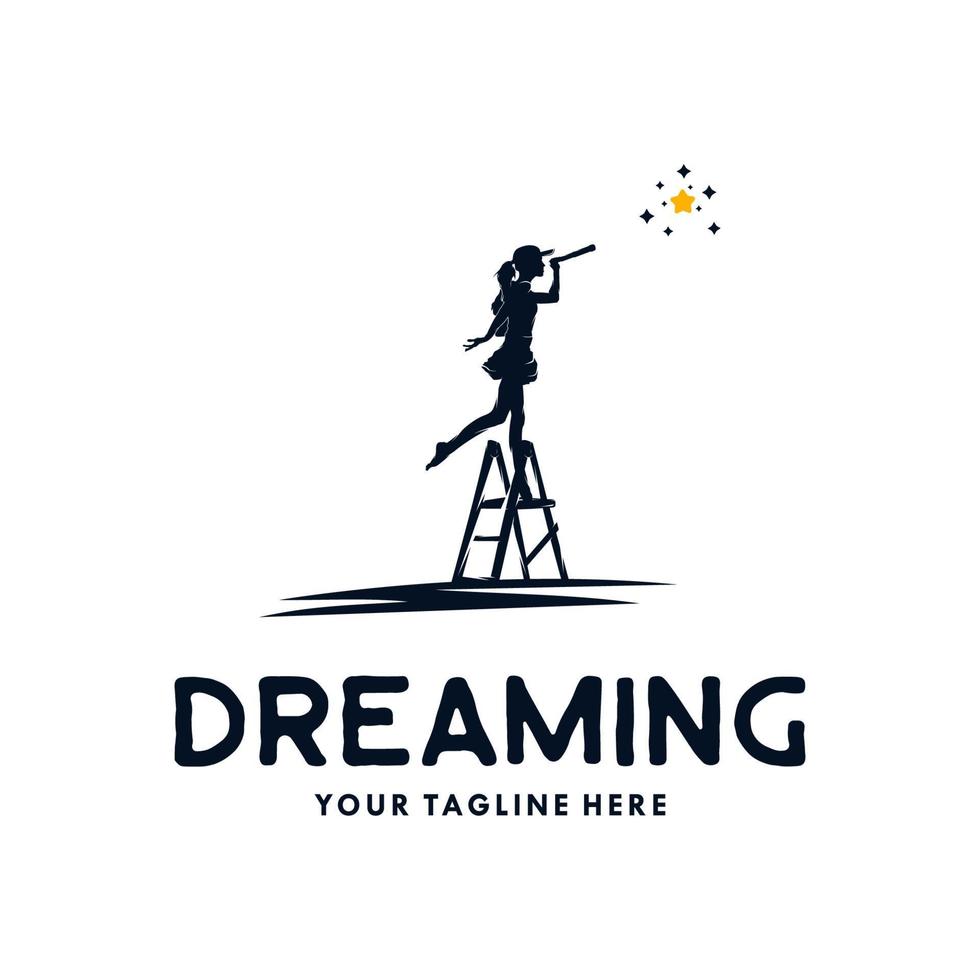women reaching dreams logo design template vector