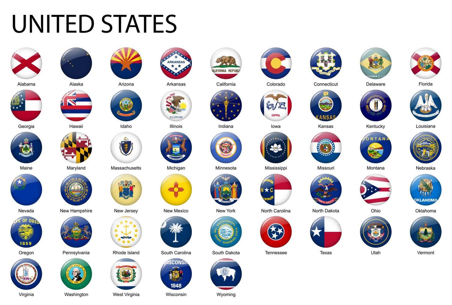 all Flags of states of United States. template for your design vector