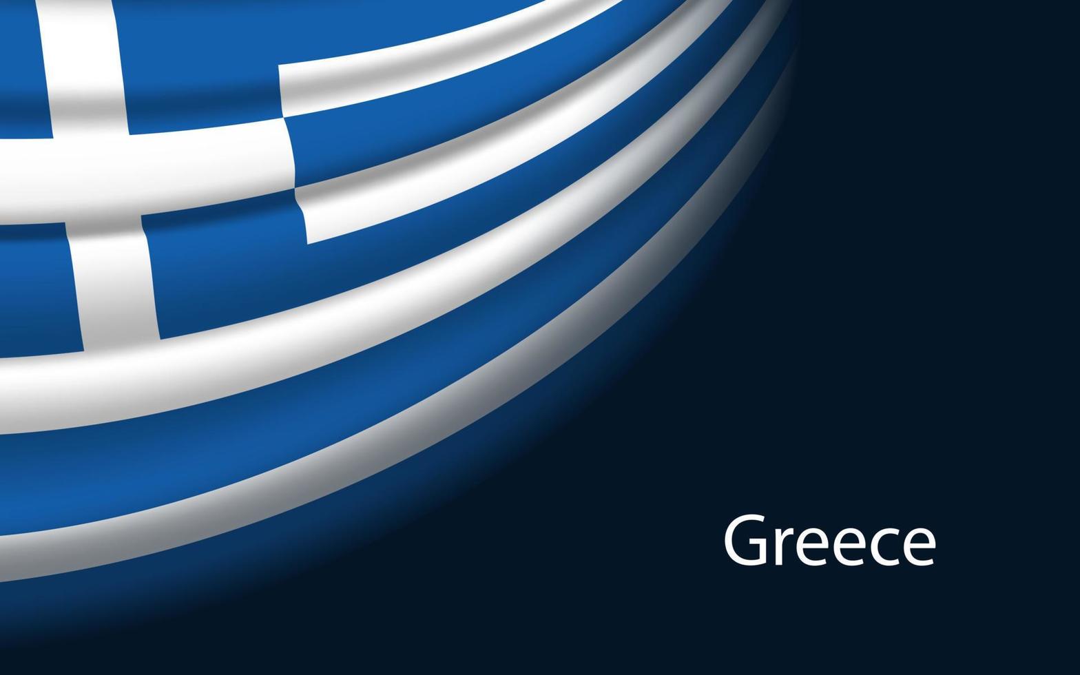 Wave flag of Greece on dark background. Banner or ribbon vector