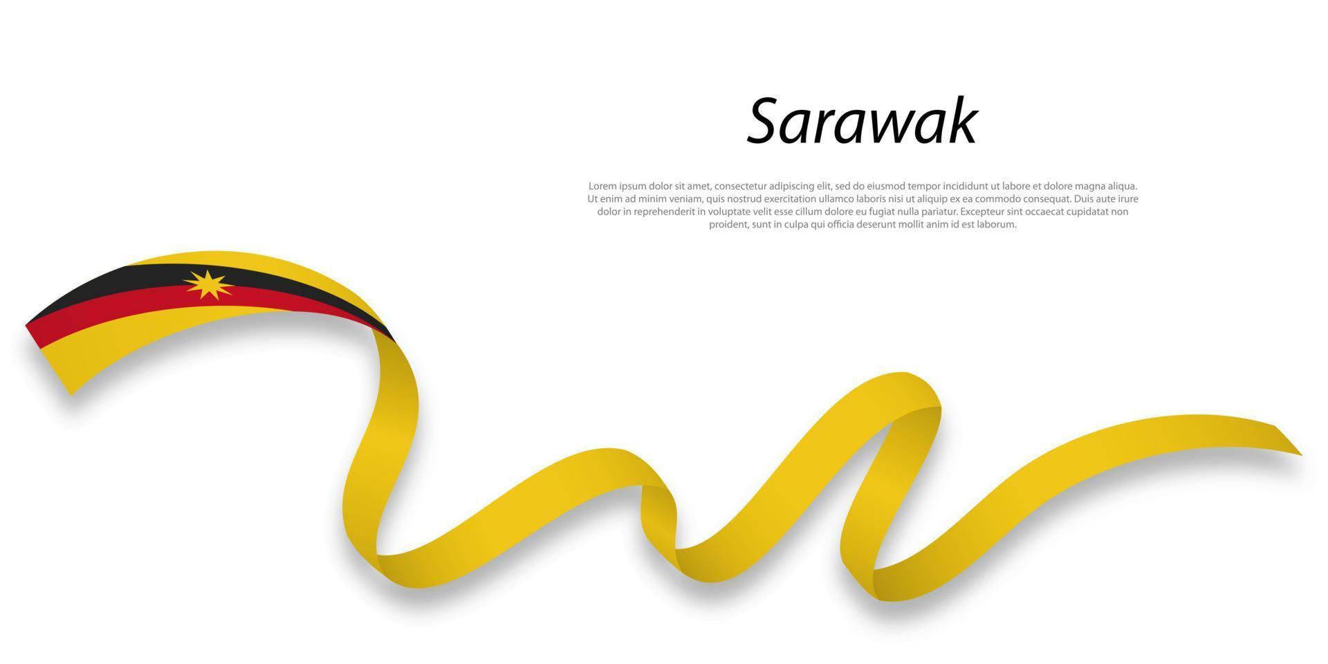 Waving ribbon or stripe with flag of Sarawak vector