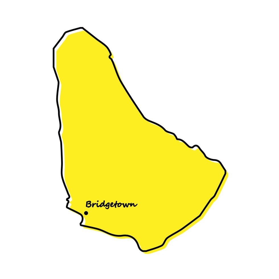 Simple outline map of Barbados with capital location vector