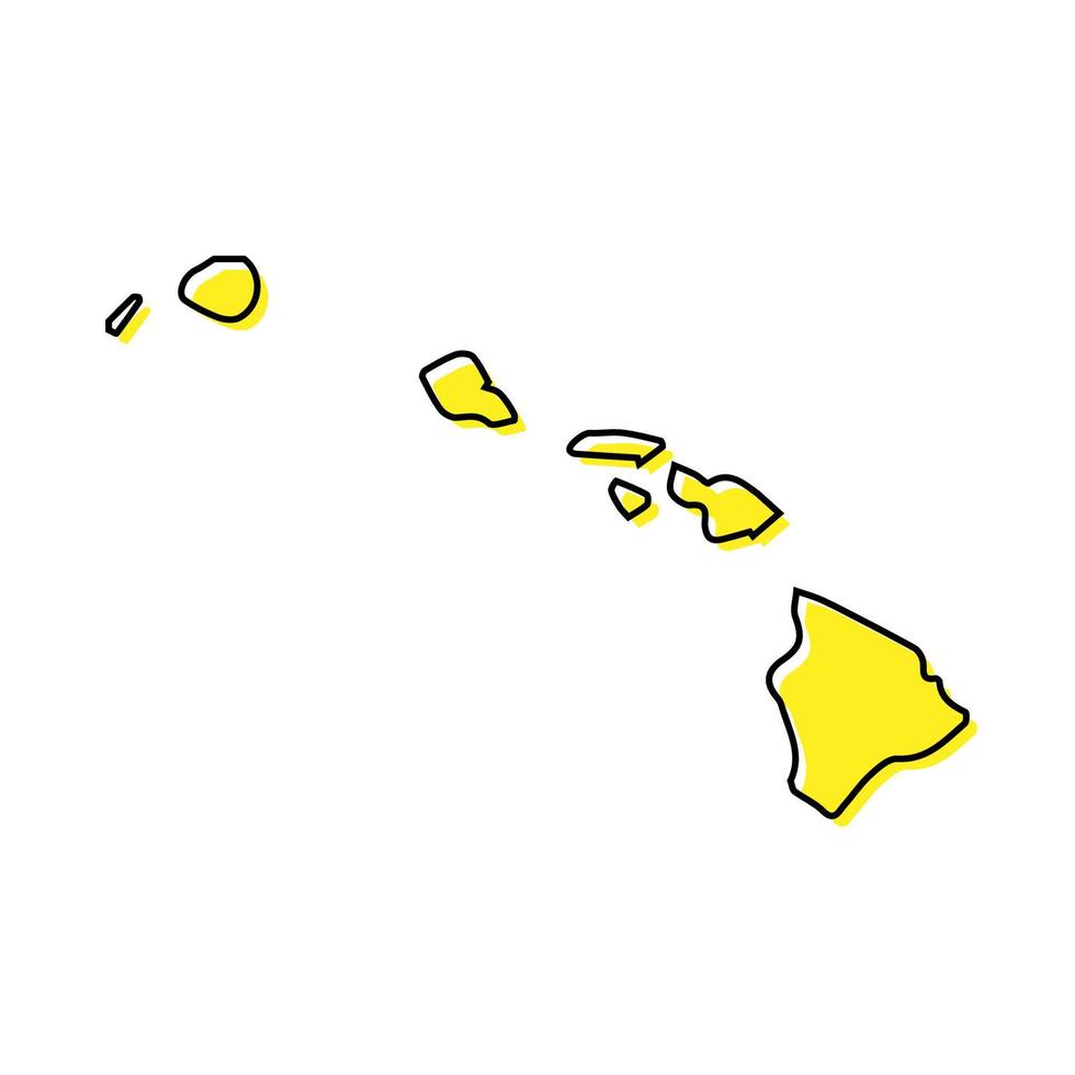Simple outline map of Hawaii is a state of United States. Styliz vector