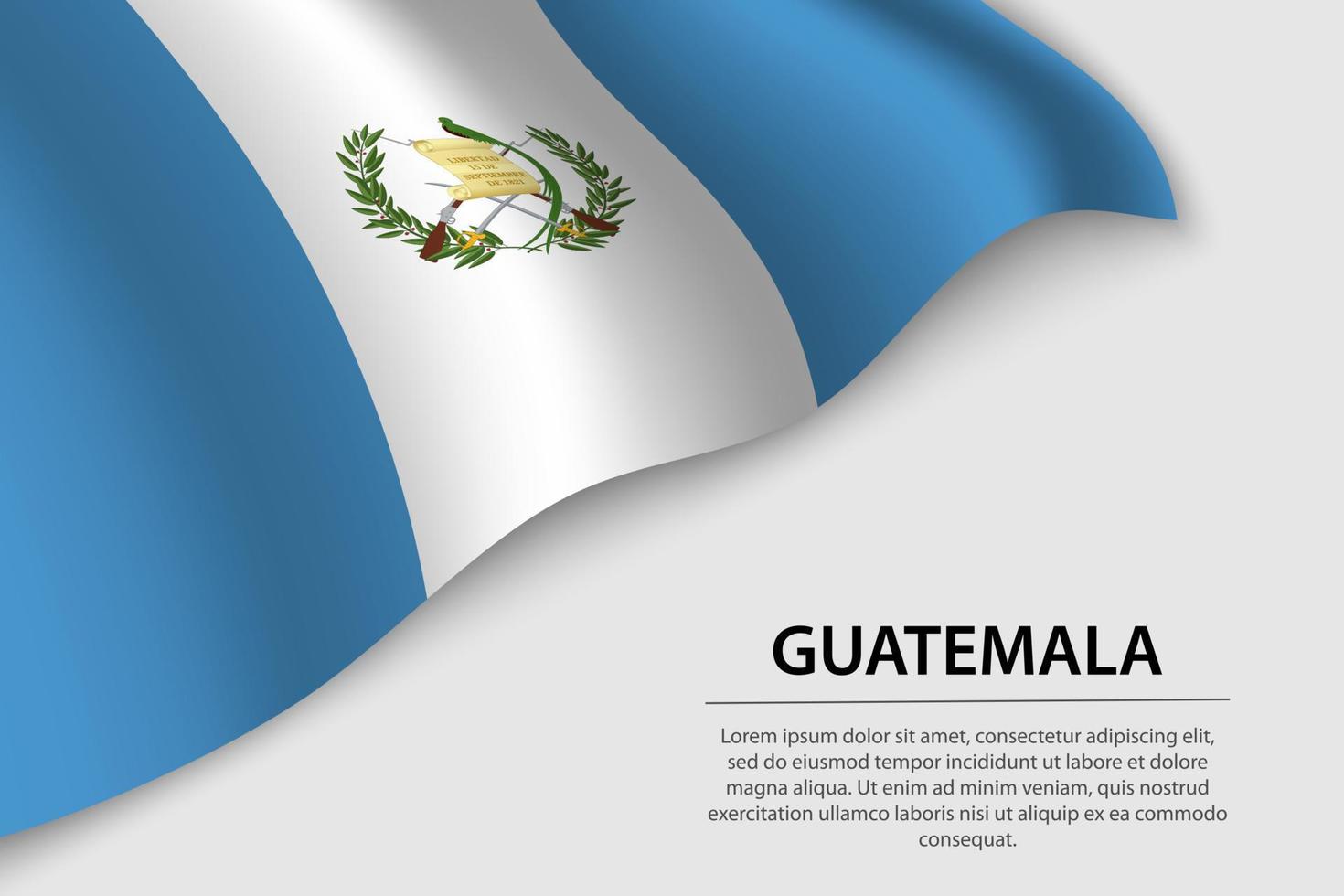 Wave flag of Guatemala on white background. Banner or ribbon vec vector