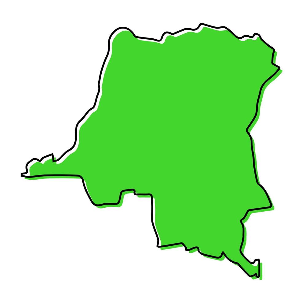 Simple outline map of DR Congo. Stylized line design vector