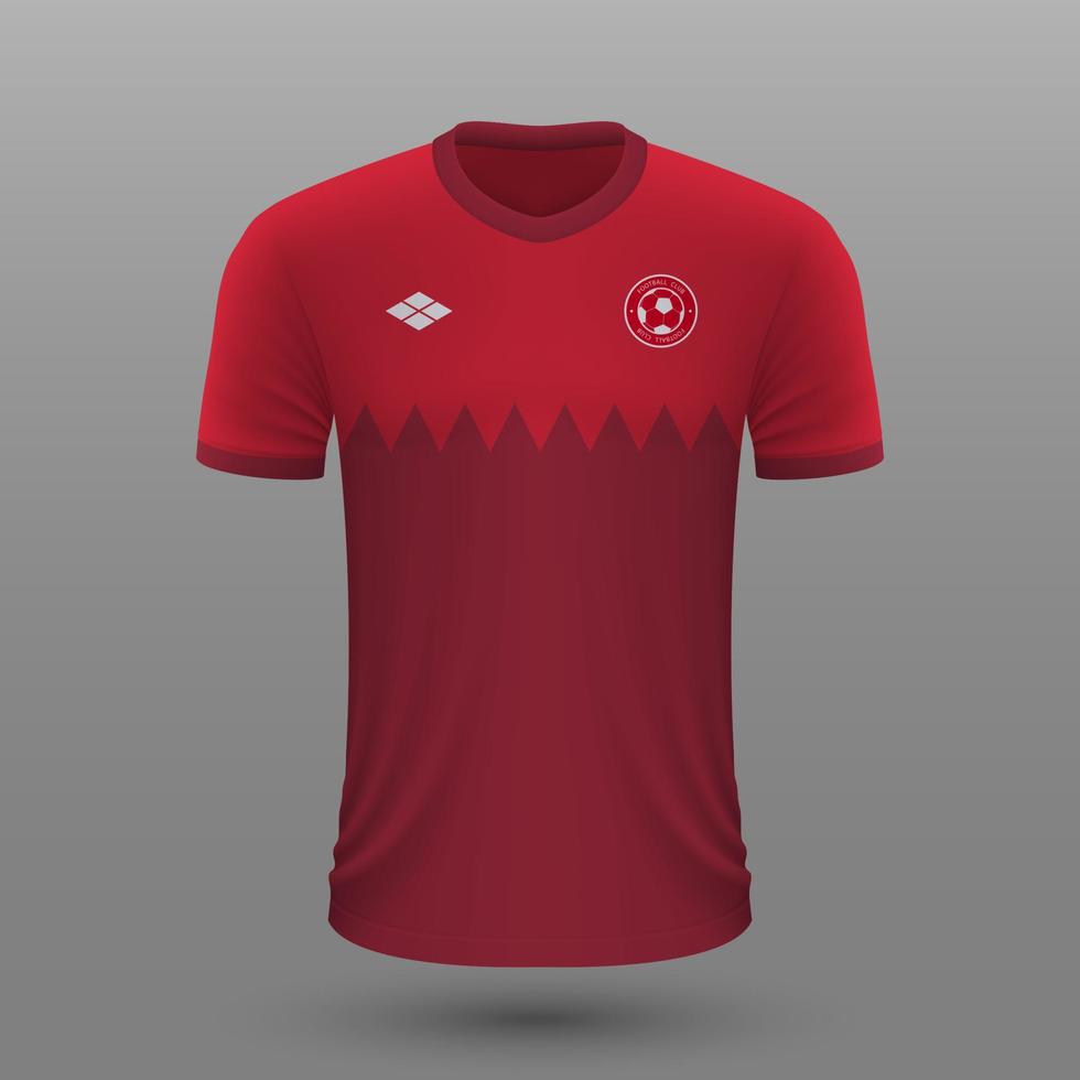 Realistic soccer shirt , Qatar home jersey template for football kit. vector