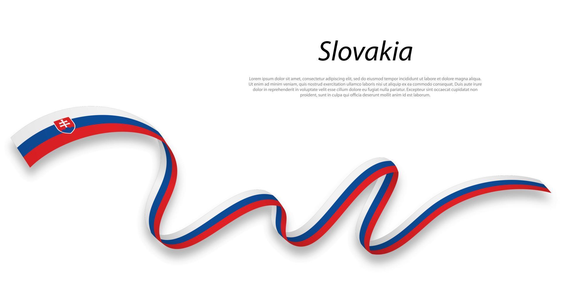 Waving ribbon or banner with flag of Slovakia. vector