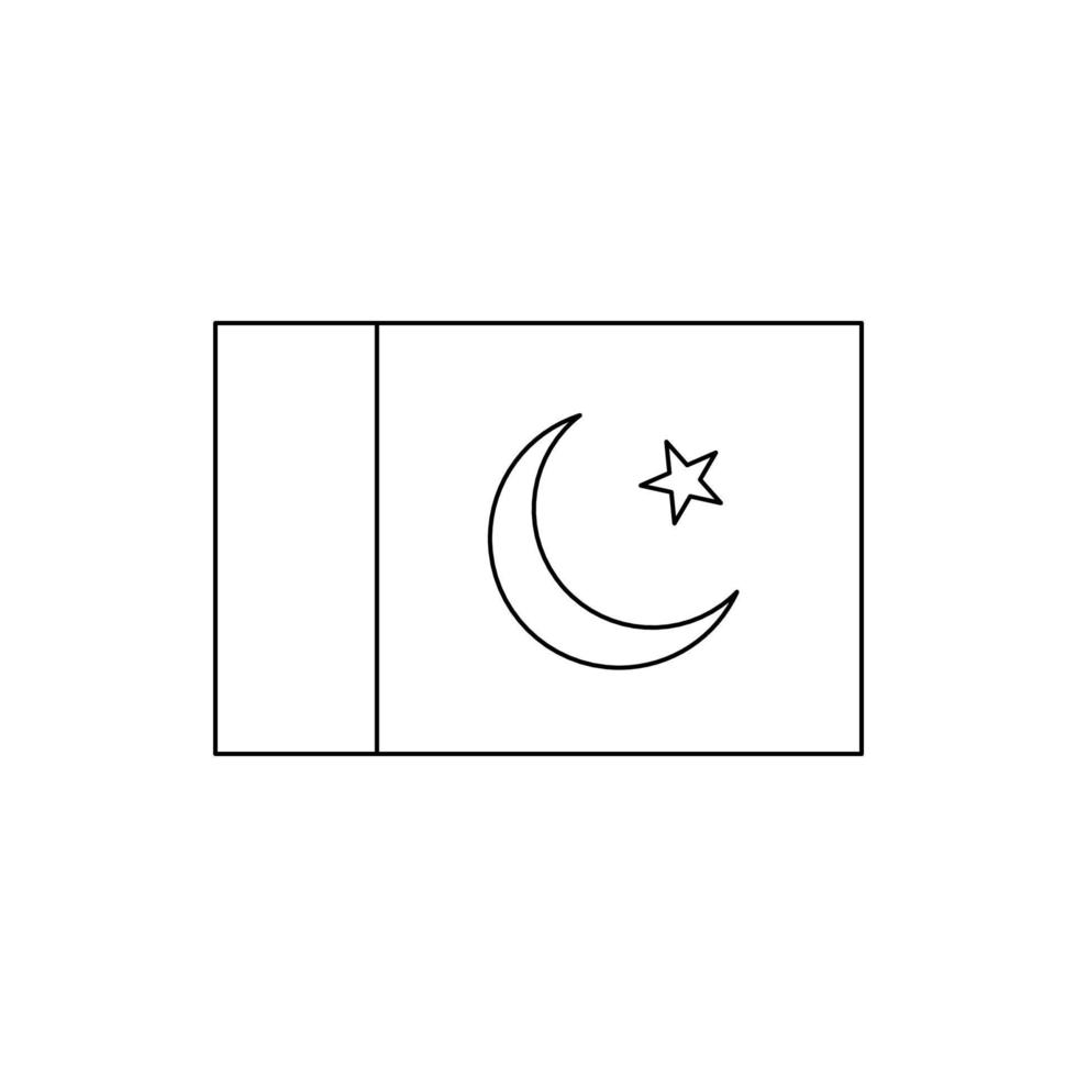 Black outline flag of Pakistan.Thin line icon vector