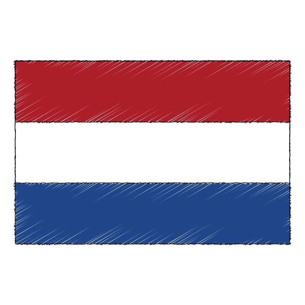 Hand drawn sketch flag of Netherlands. doodle style icon vector