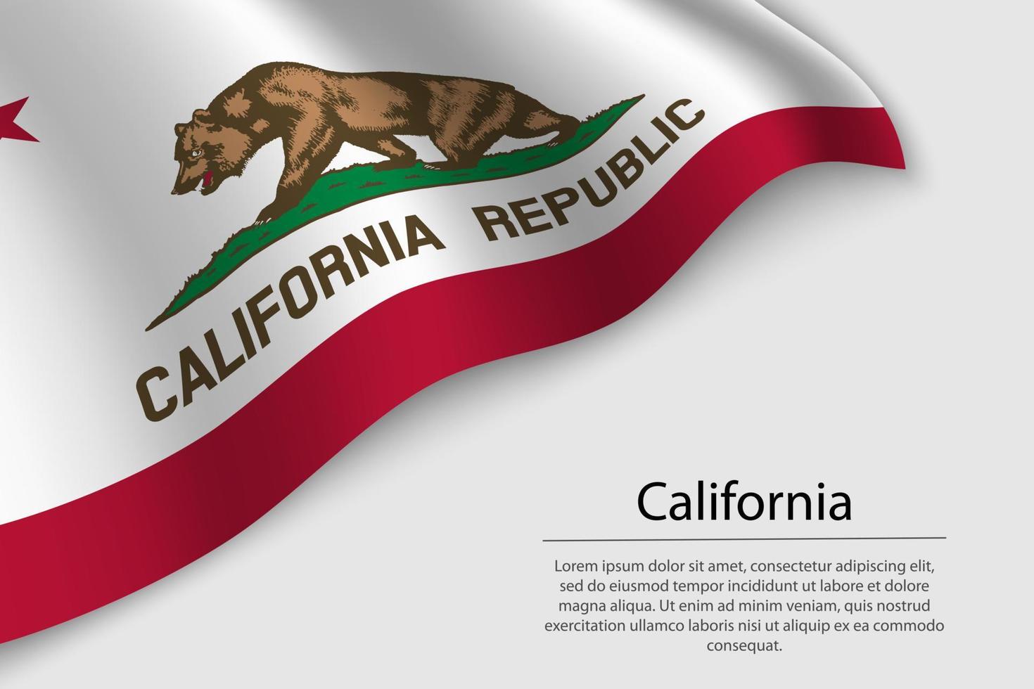 Wave flag of California is a state of United States. vector