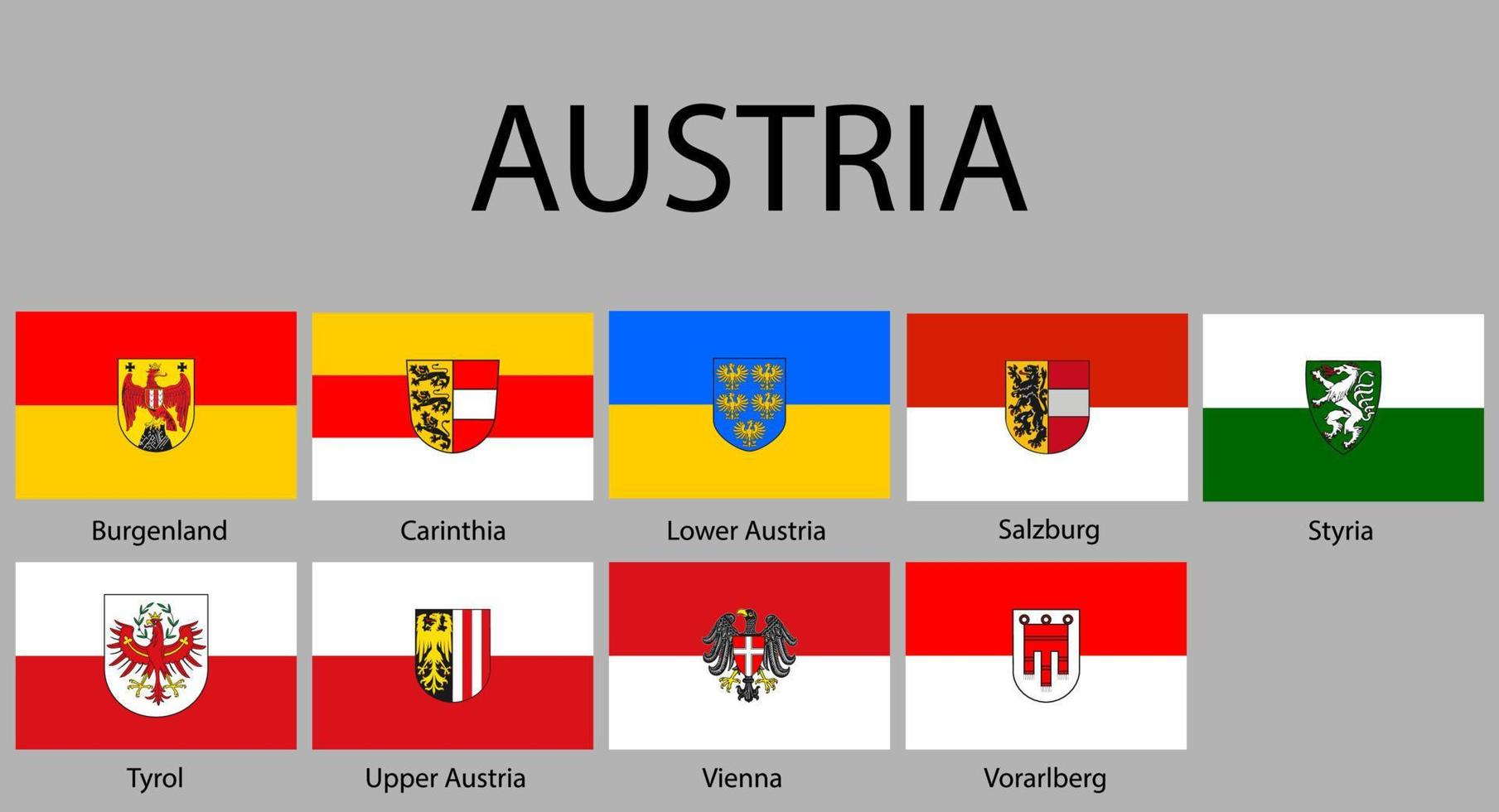 todas banderas de regiones Austria vector