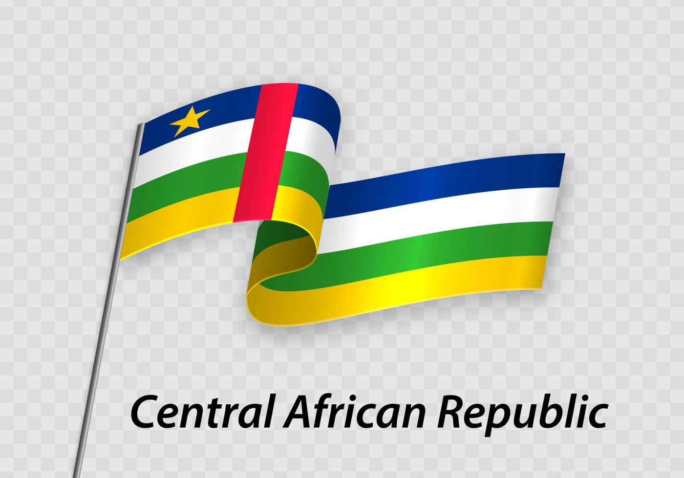 Waving flag of Central African Republic on flagpole. Template for independence day vector