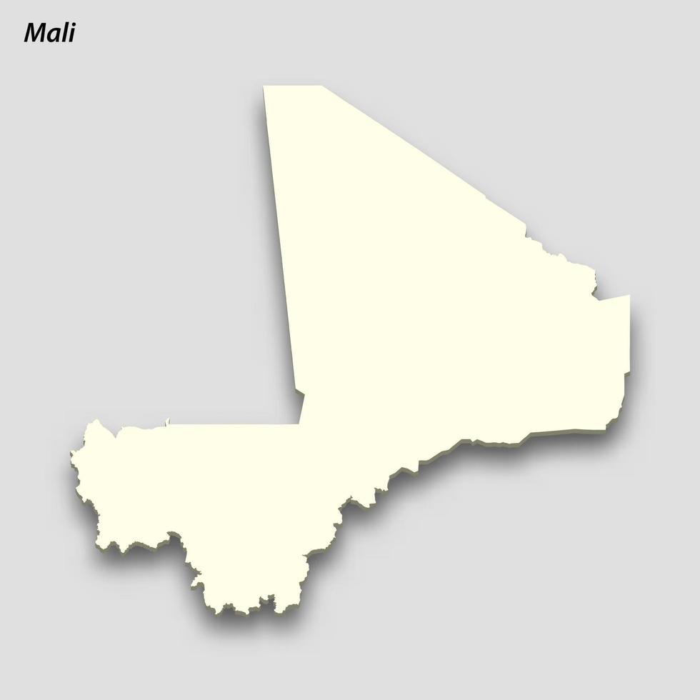 3d isometric map of Mali isolated with shadow vector