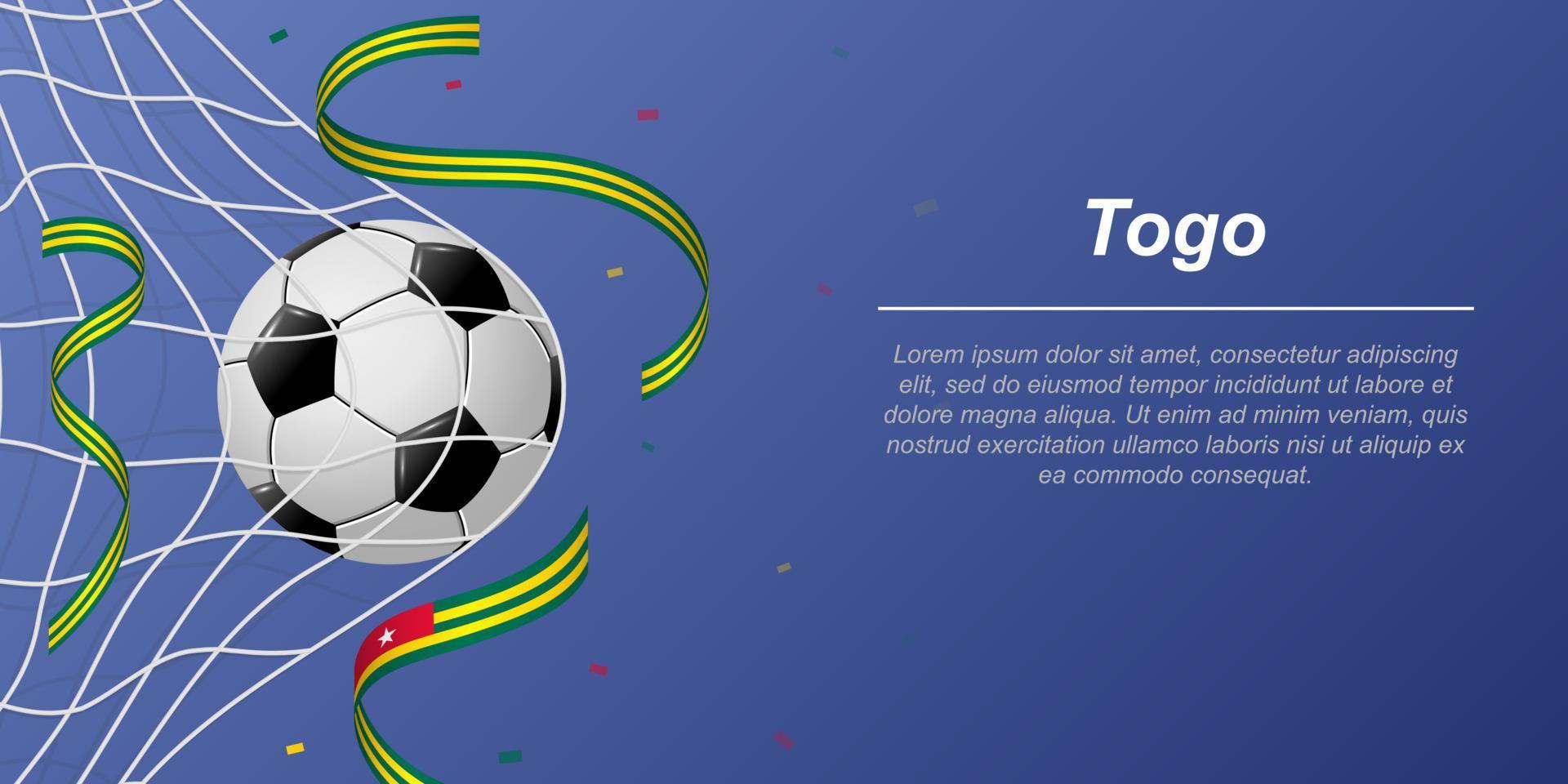 Soccer background with flying ribbons in colors of the flag of Togo vector