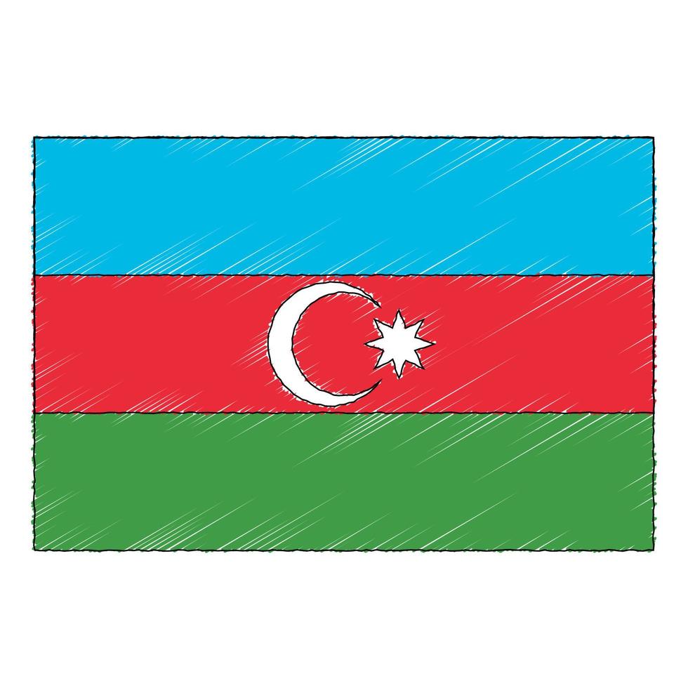 Hand drawn sketch flag of Azerbaijan. doodle style icon vector