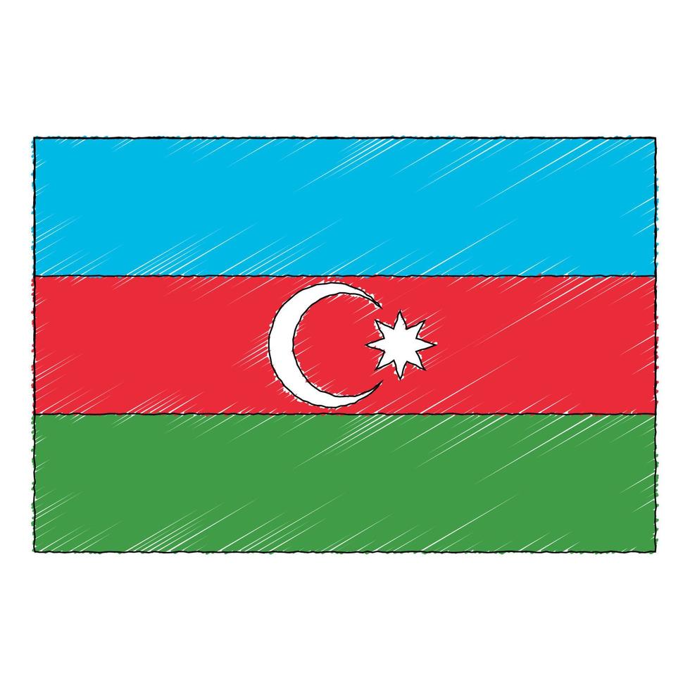 mano dibujado bosquejo bandera de azerbaiyán garabatear estilo icono vector