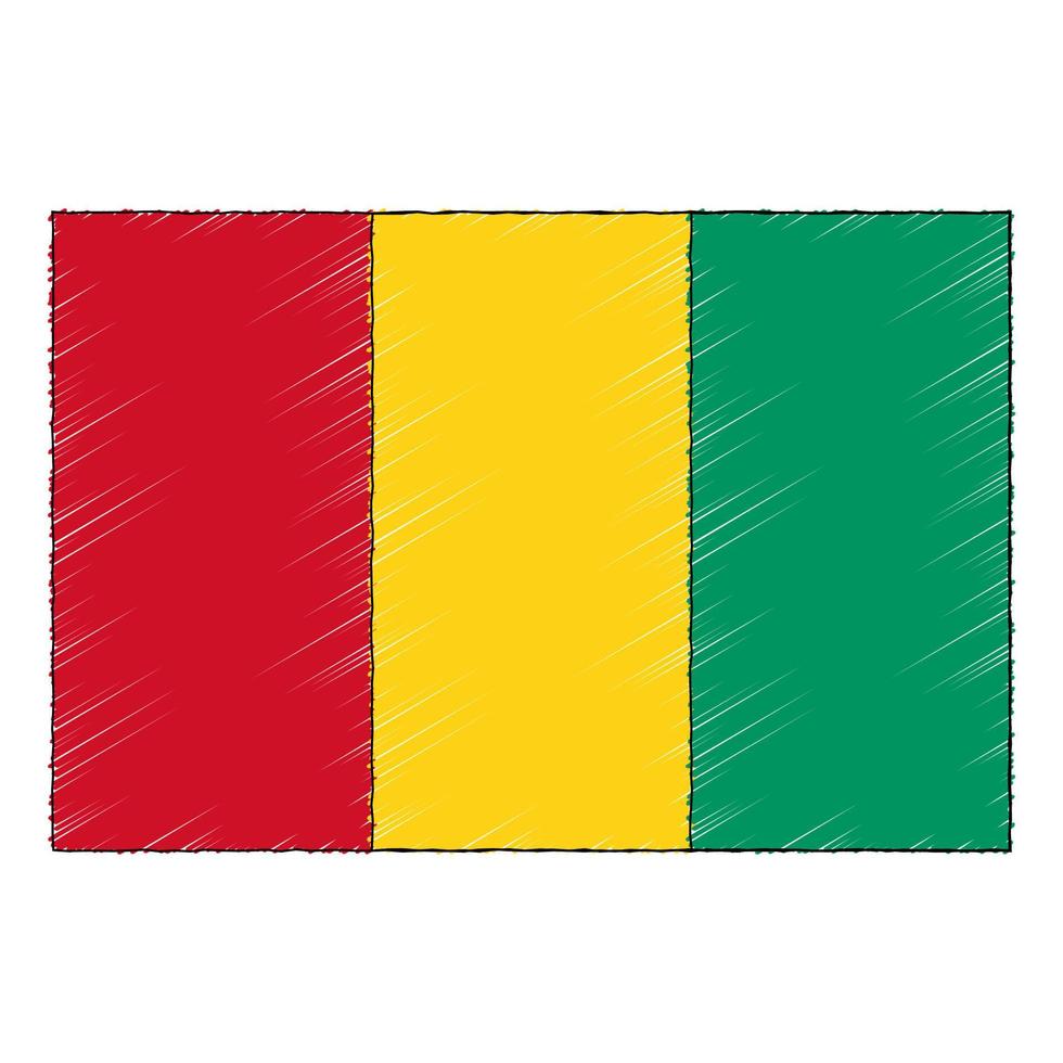 Hand drawn sketch flag of Guinea. doodle style icon vector