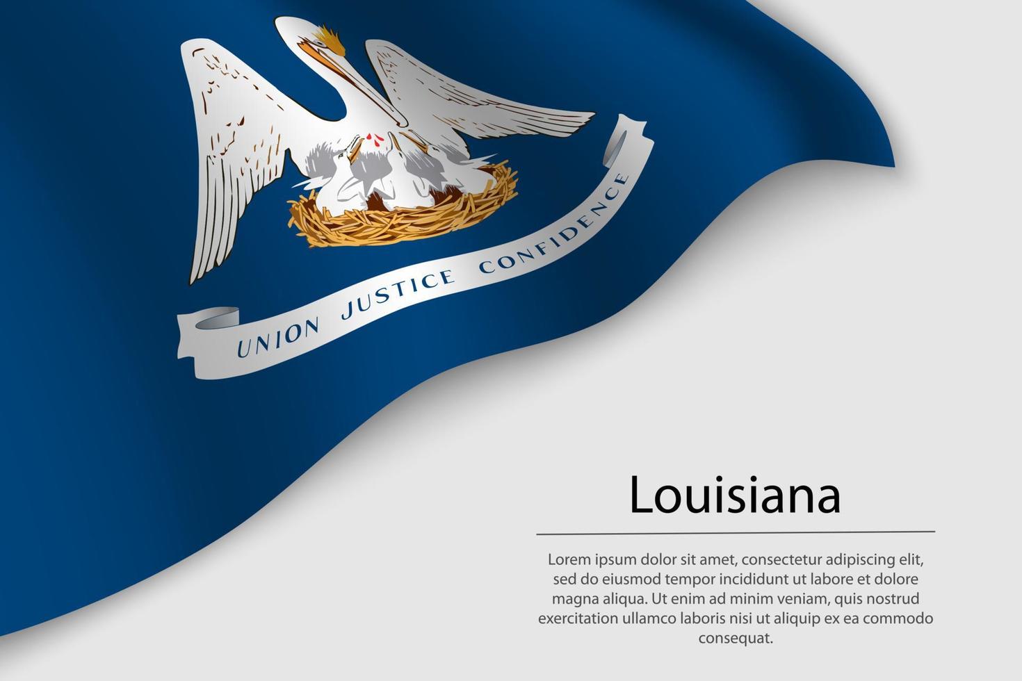 Wave flag of Louisiana is a state of United States. vector