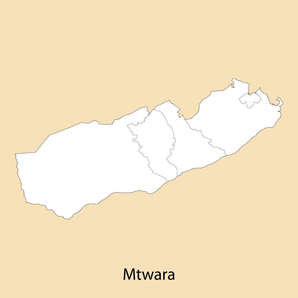 High Quality map of Mtwara is a region of Tanzania vector