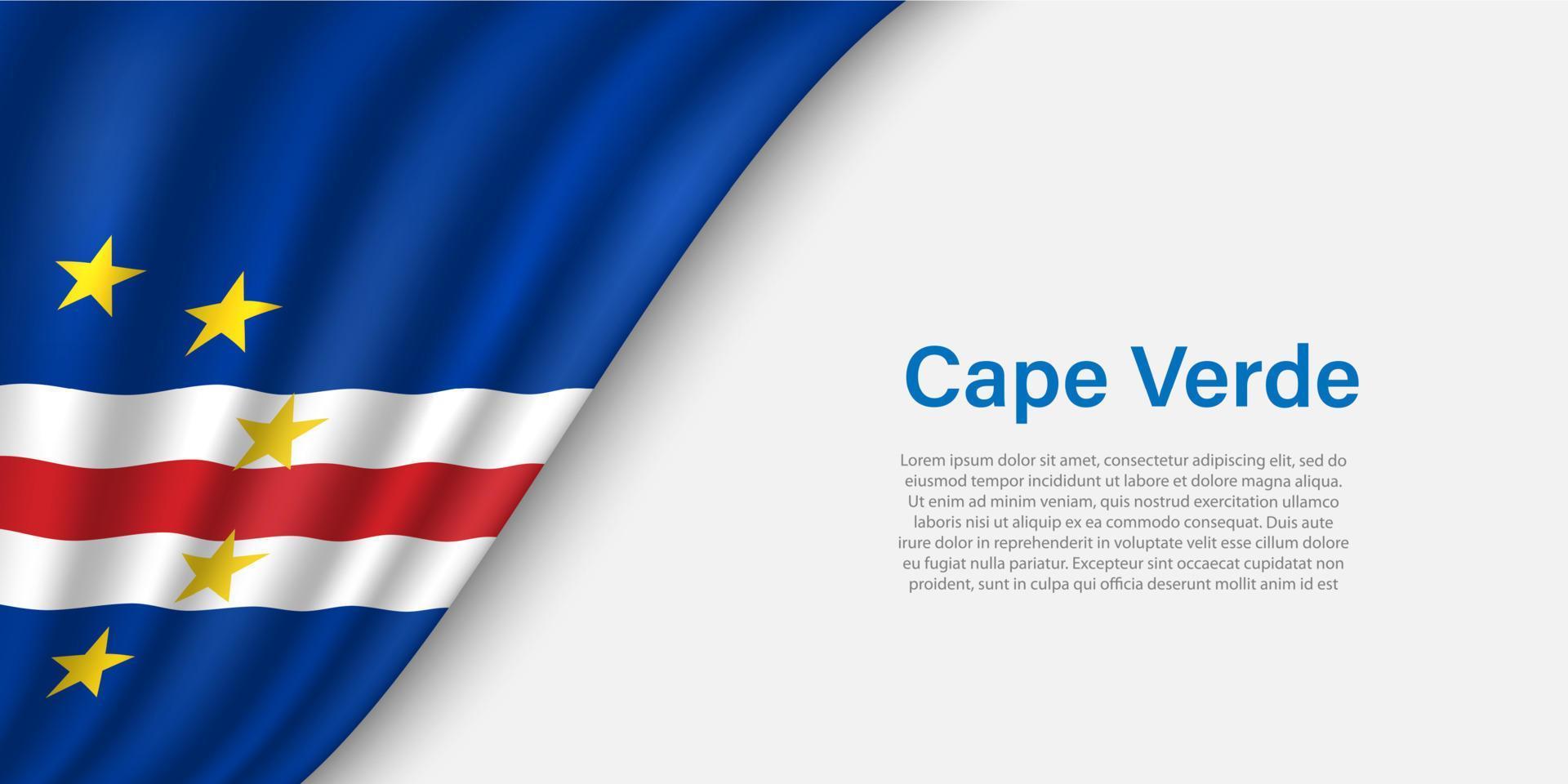 Wave flag of Cape Verde on white background. vector