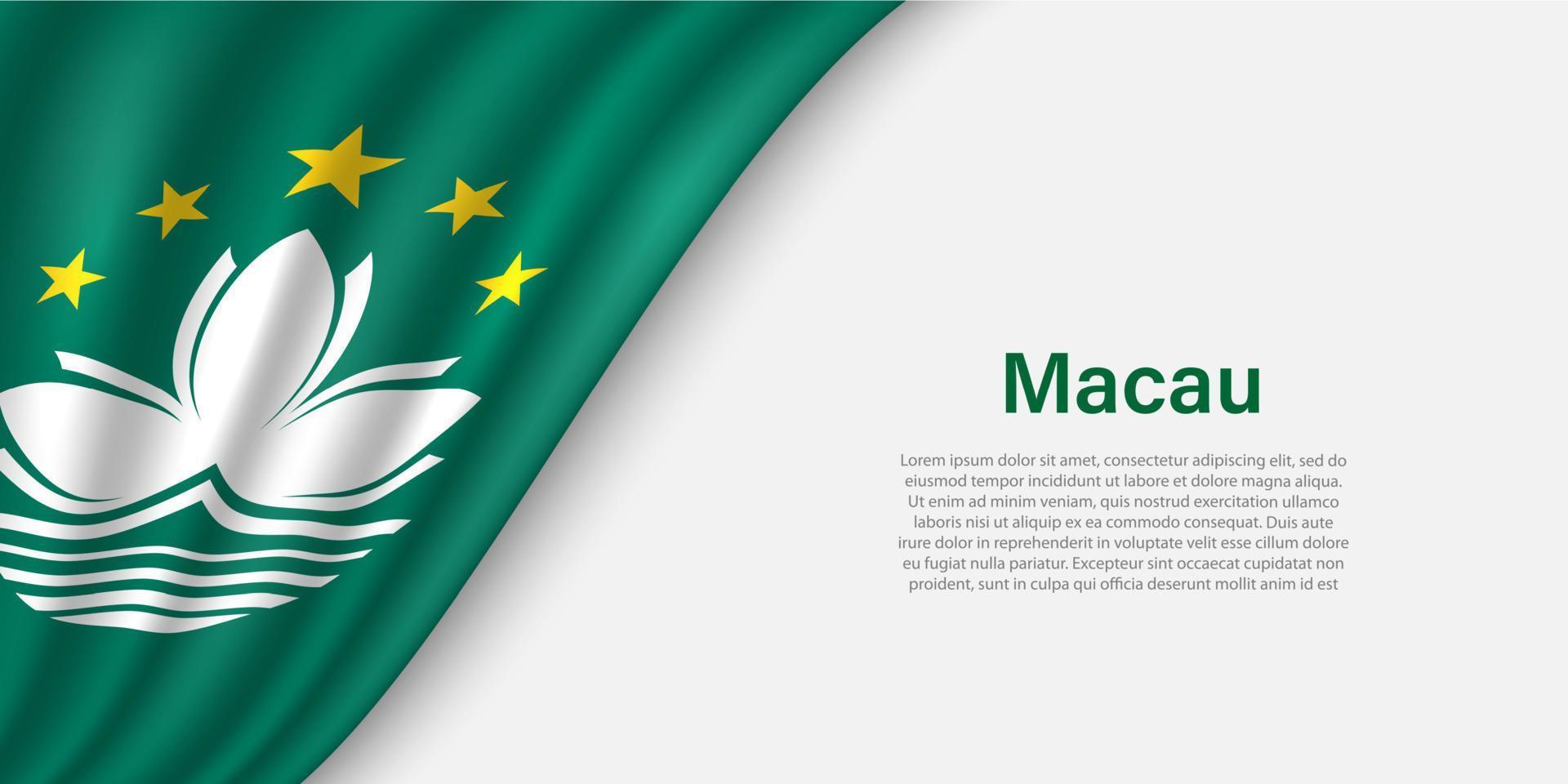 ola bandera de Macao en blanco antecedentes. vector