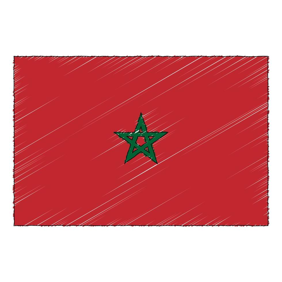 mano dibujado bosquejo bandera de Marruecos. garabatear estilo icono vector