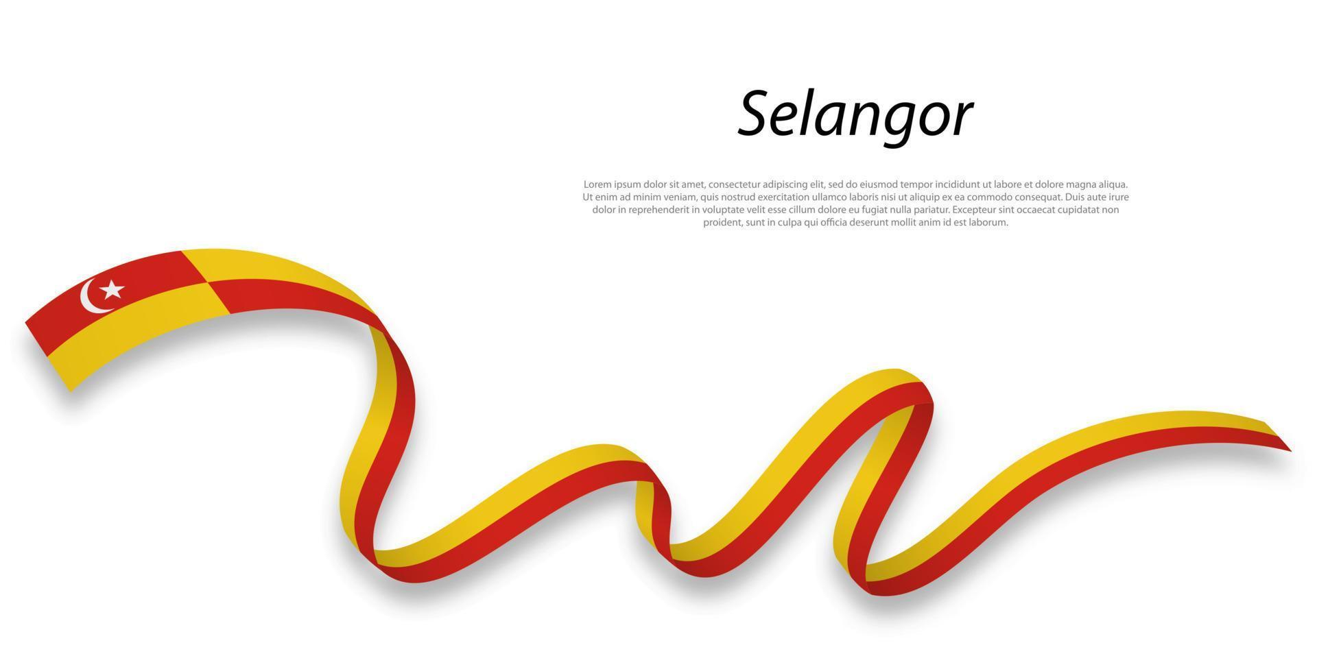 Waving ribbon or stripe with flag of Selangor vector