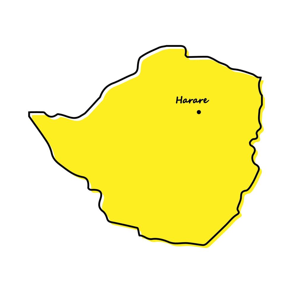 Simple outline map of Zimbabwe with capital location vector