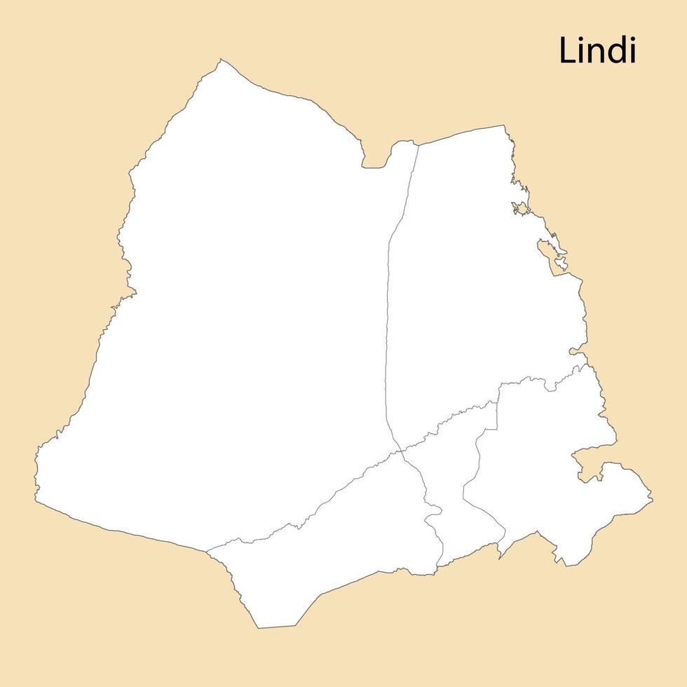 High Quality map of Lindi is a region of Tanzania vector